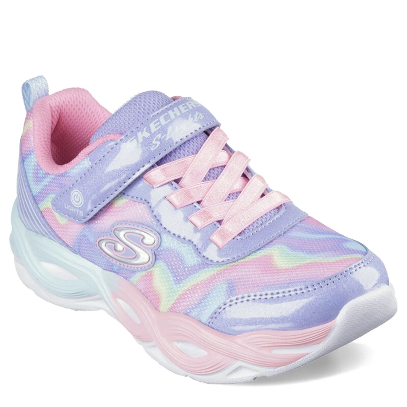 Girl's Skechers, S-Lights: Twisty Glow - Sorbet Swirl Sneaker - Little Kid
