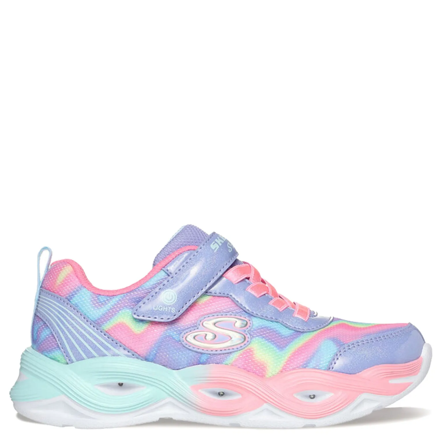 Girl's Skechers, S-Lights: Twisty Glow - Sorbet Swirl Sneaker - Little Kid