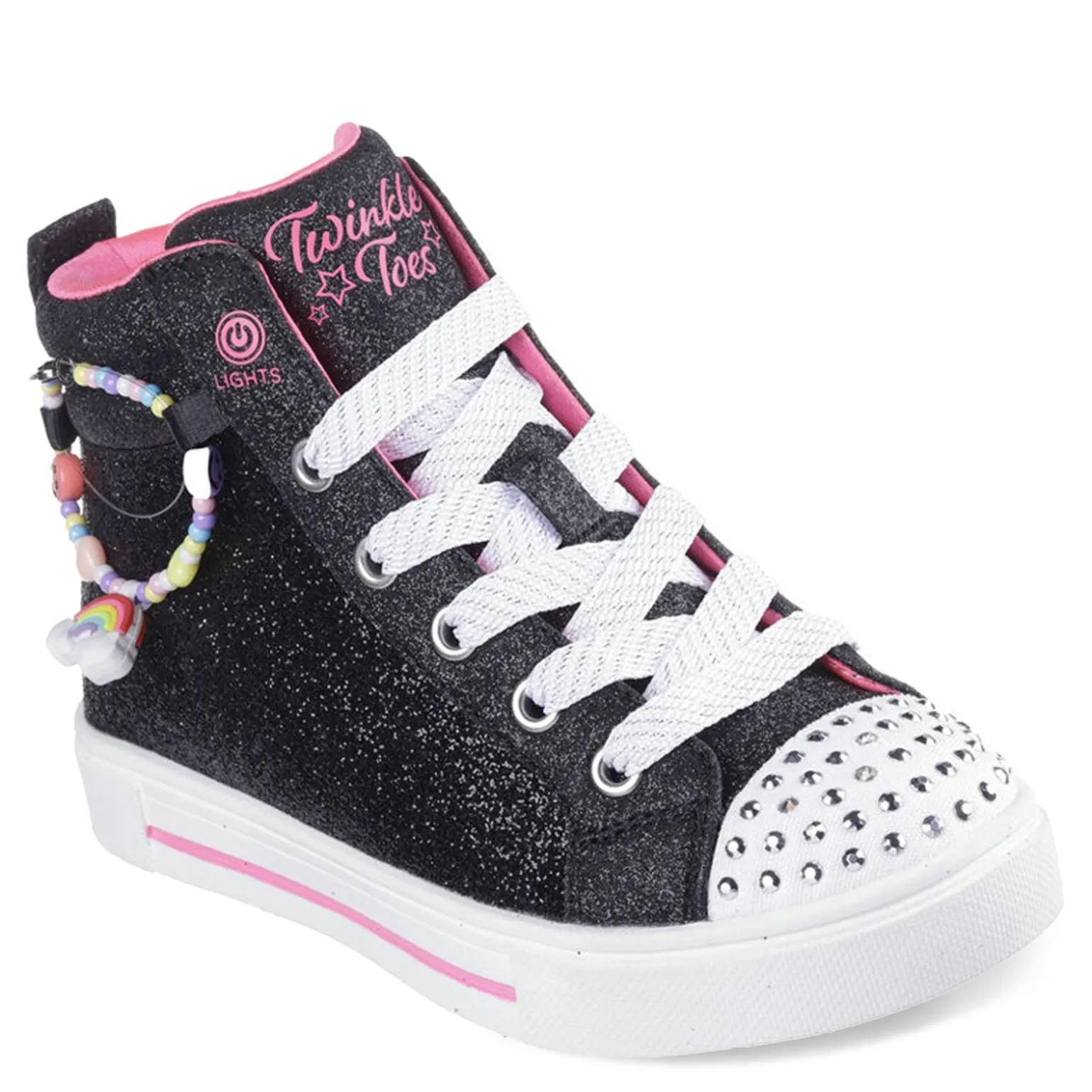 Girl's Skechers, Twinkle Toes: Twinkle Sparks - Charm Bestie High Top Sneaker - Little Kid
