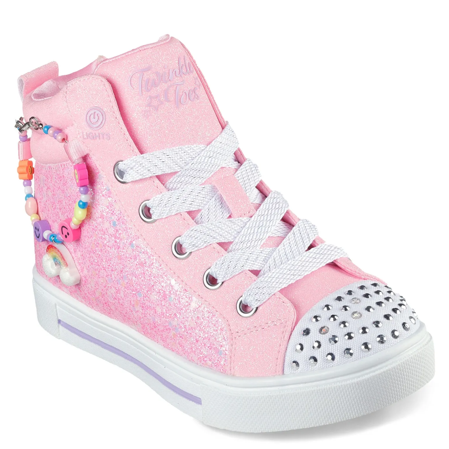 Girl's Skechers, Twinkle Toes: Twinkle Sparks - Charm Bestie High Top Sneaker - Little Kid