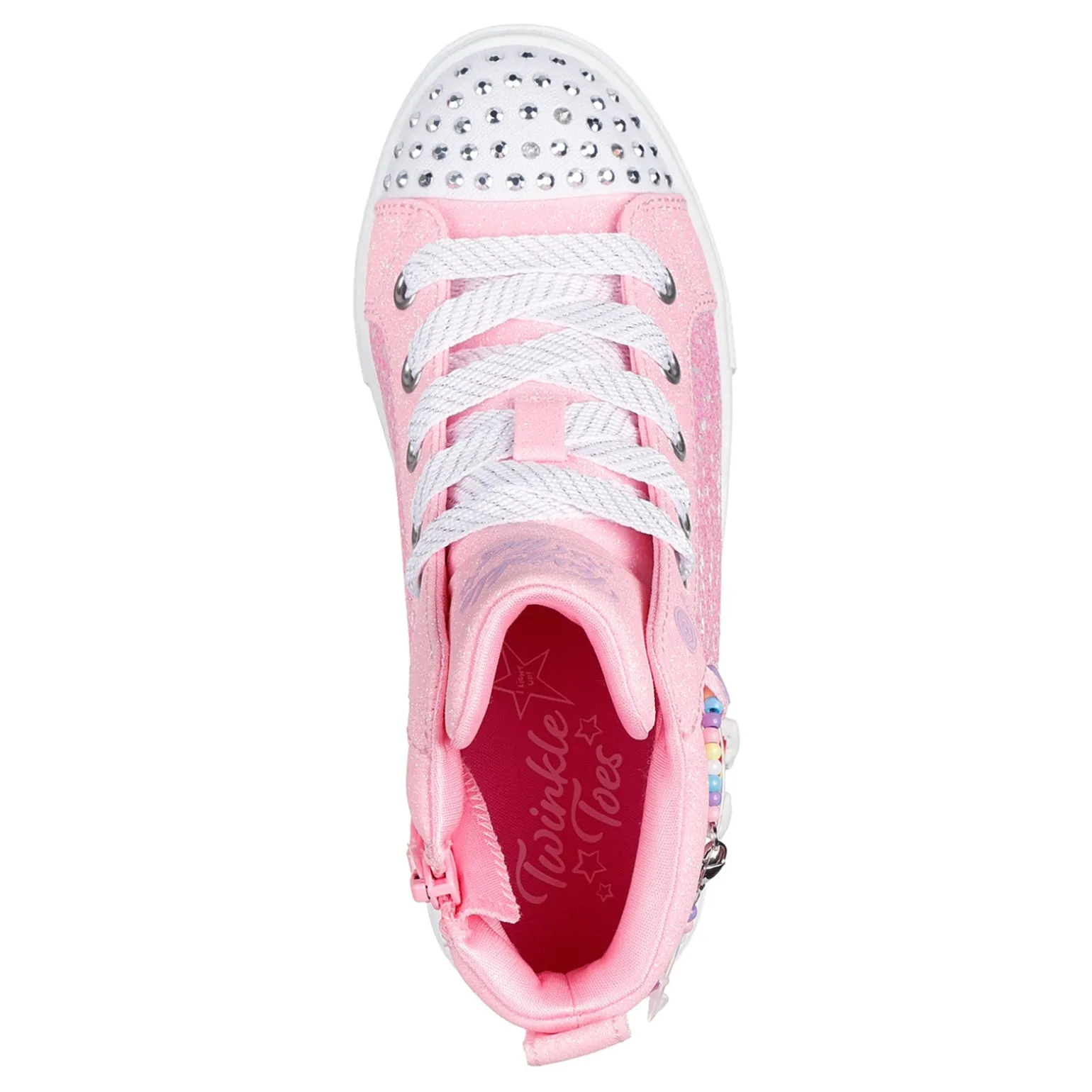 Girl's Skechers, Twinkle Toes: Twinkle Sparks - Charm Bestie High Top Sneaker - Little Kid